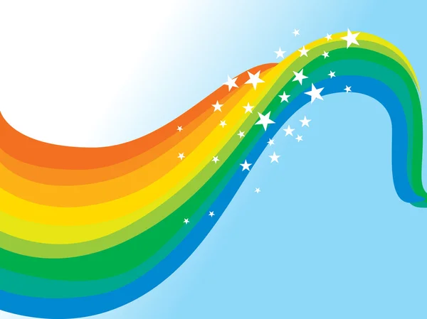 虹の波と星の背景 — ストックベクタ