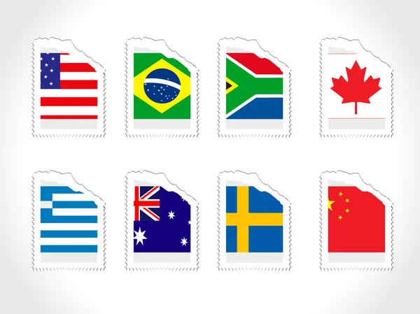 Timbre vectoriel avec drapeau mondial — Image vectorielle