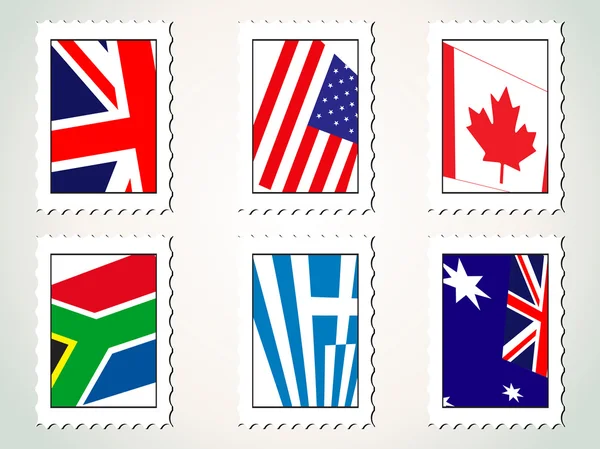 Conjunto de sello con bandera mundial — Archivo Imágenes Vectoriales