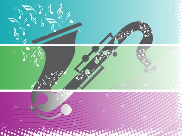 Banner hudební nástroj v modrém — Stockový vektor