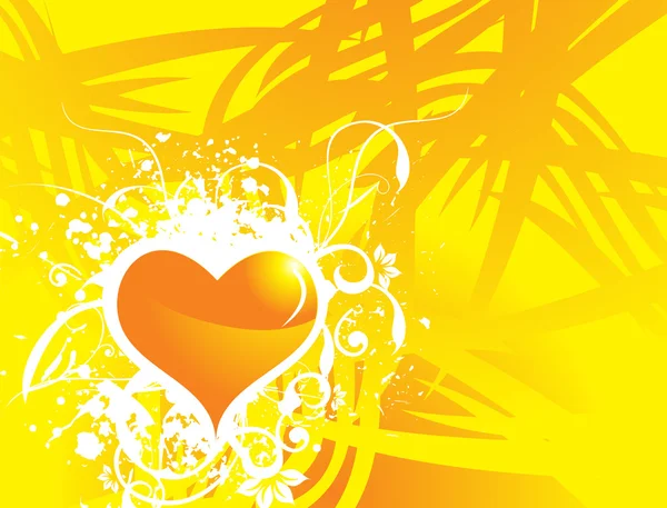 Yellow vector banner of hearts theme — Stock Vector
