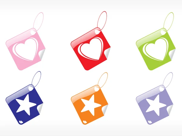 Beautiful tags in heart and star shape — Stock Vector