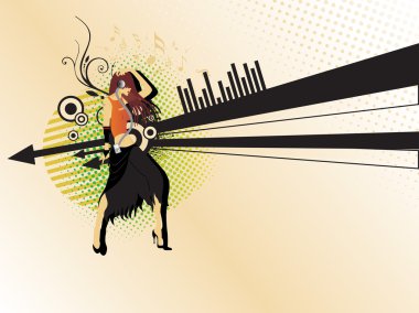 Dancer on musical background clipart