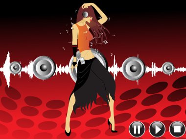 Female dancing on music background clipart