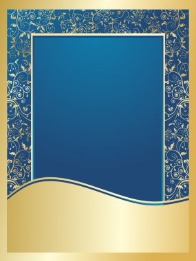 Blue and golden floral wallpaper clipart