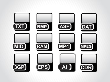 Black icons for computer generated file clipart