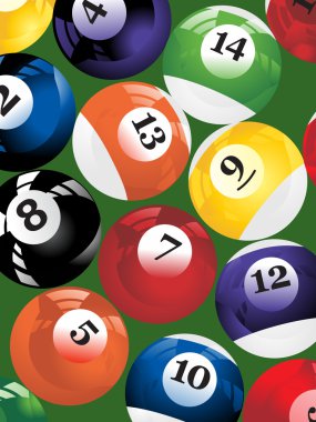 Billiard balls triangle on background clipart