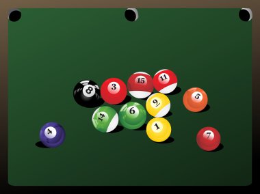 Billiard balls triangle on background clipart