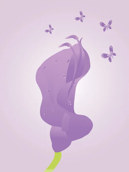 花と蝶と背景 — ストックベクタ