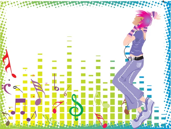 Girl dancing with background — Stock Vector