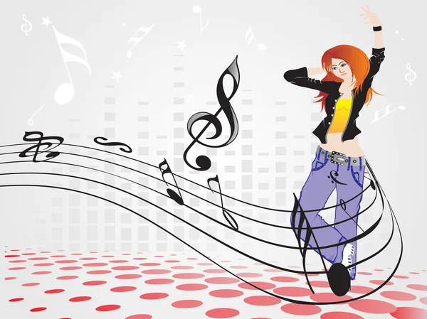Frauen tanzen auf Musik Hintergrund — Stockvektor