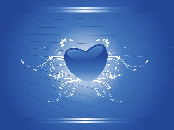 Coeur bleu en forme d'art floral — Image vectorielle