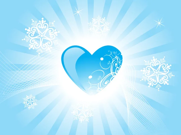 Coeur sur fond bleu — Image vectorielle