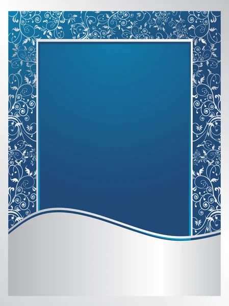 Papier peint floral bleu et argent — Image vectorielle