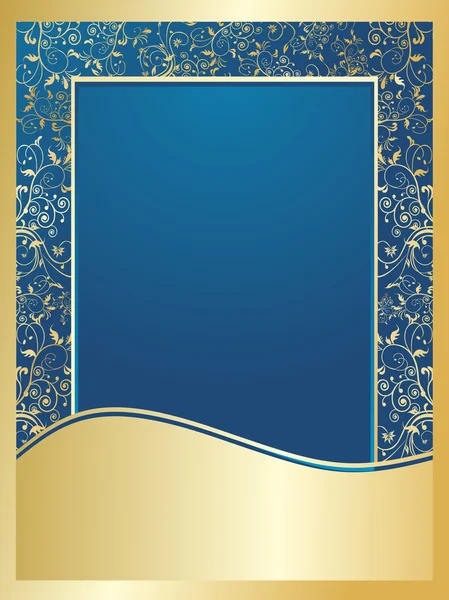 Μπλε και χρυσό floral ταπετσαρία — Διανυσματικό Αρχείο