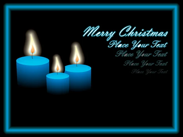 Marco azul de velas de Navidad y texto — Vector de stock