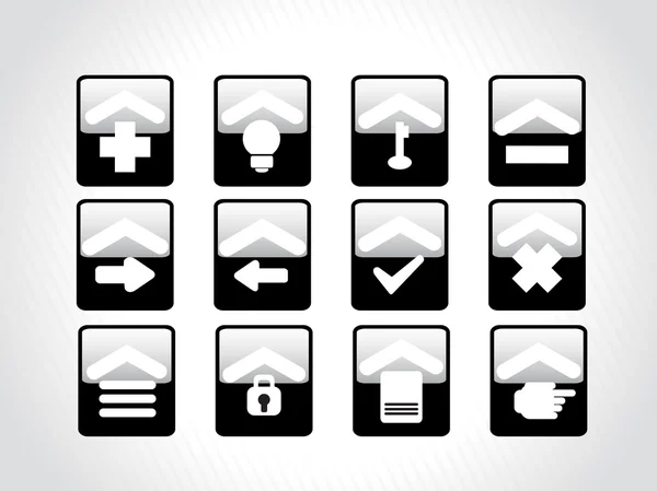 Zwarte pictogrammen voor meermalig gebruik — Stockvector