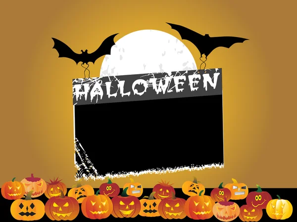 Marco negro con fondo de halloween — Vector de stock
