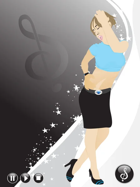 Žena tančí na hudbu pozadí — Stockový vektor