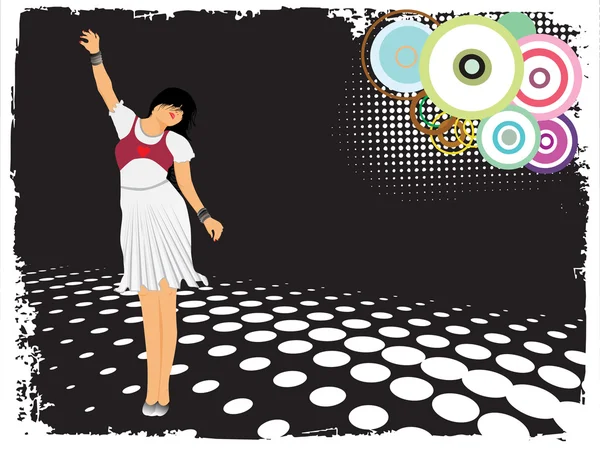 女性在音乐背景上跳舞 — 图库矢量图片