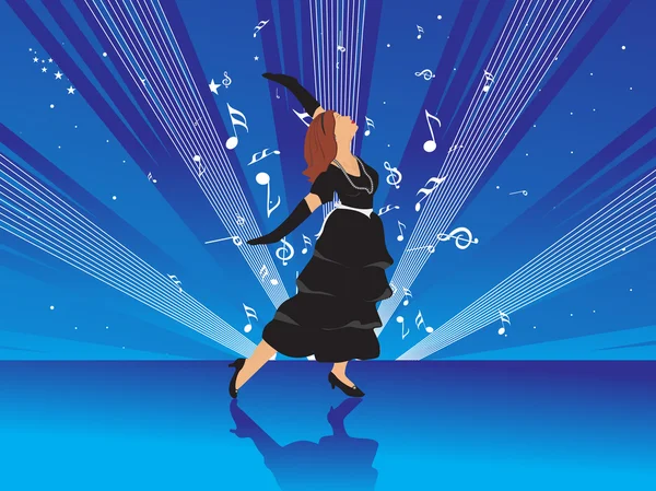 Danse féminine sur fond de musique — Image vectorielle