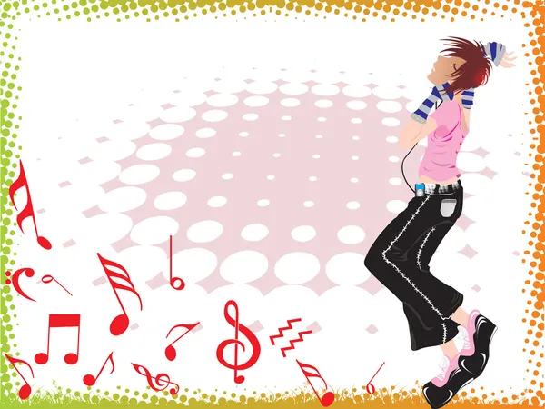 Female dancing on music background — Stock Vector