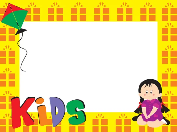 Schöner Rahmen mit Kinderillustration — Stockvektor