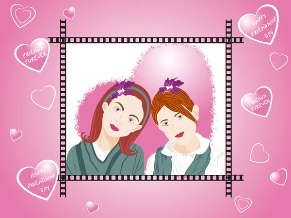 Illustration von zwei Freundinnen — Stockvektor