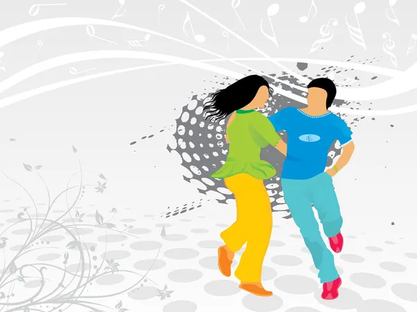 Backgorund musical avec couple dansant — Image vectorielle