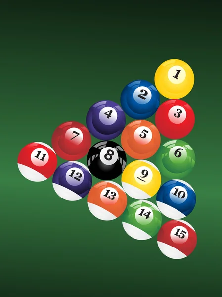 Billiard balls triangle on background — Stock Vector