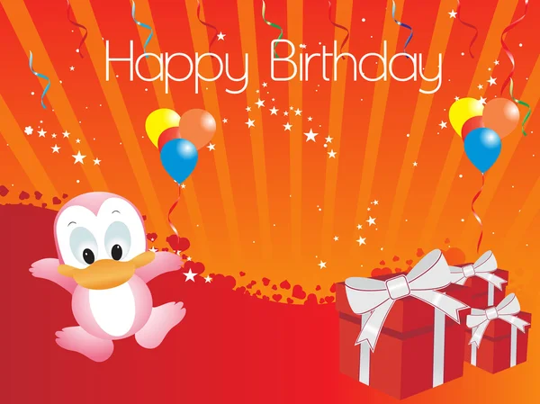 Birthday celebration by happy duck — Stock Vector