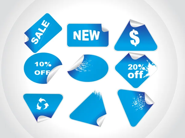 Blue retail price stickers — Stock Vector