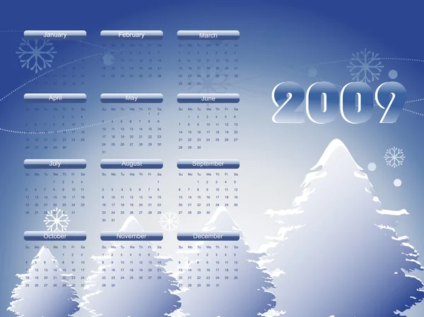 Calendario per il 2009 — Vettoriale Stock