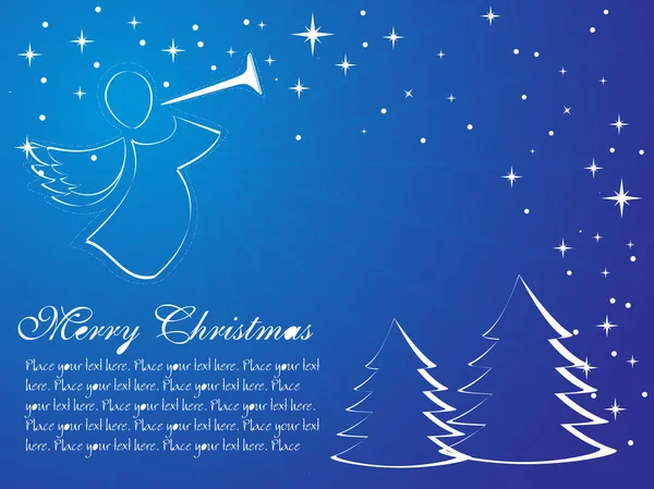 Vecteur bleu d'arbre de Noël et étoiles — Image vectorielle