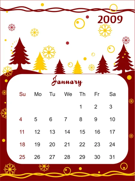 Calendar for 2009 — Stock Vector