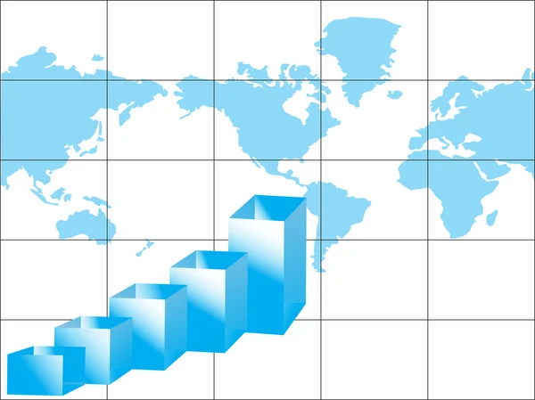 ビジネス グラフ、世界地図を表示 — ストックベクタ