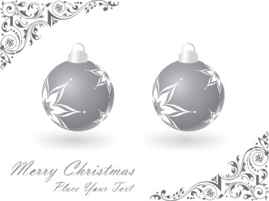 Christmas bulbs with floral clipart