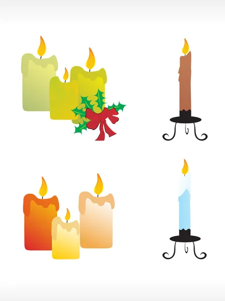 Christmas candle icon set — Stock Vector