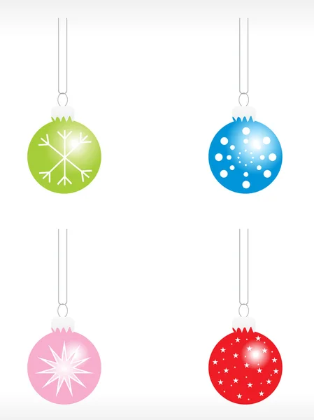 Christmas bulbs with snowflakes icon set — Stock Vector