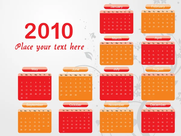 Ilustrace 2010 kalendář — Stockový vektor