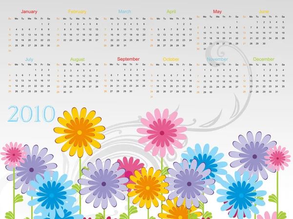 Piękny kalendarz na rok 2010 — Wektor stockowy