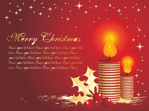 Christmas balls and candle — Stock Vector