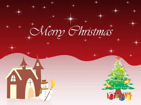 圣诞背景与树屋 — 图库矢量图片