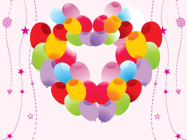 Färgglad ballong hjärta form — Stock vektor