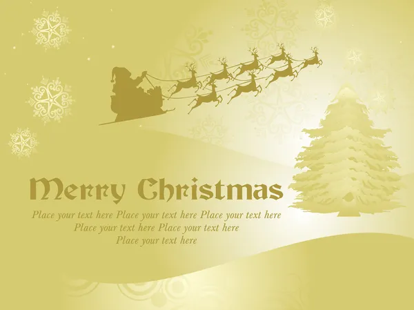 Carte avec traîneau Père Noël et flocons de neige — Image vectorielle