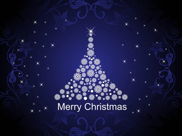 Μπλε φόντο με Χριστούγεννα δέντρο — Διανυσματικό Αρχείο