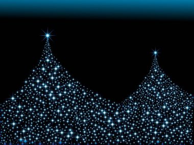 Christmas light in blue tree clipart