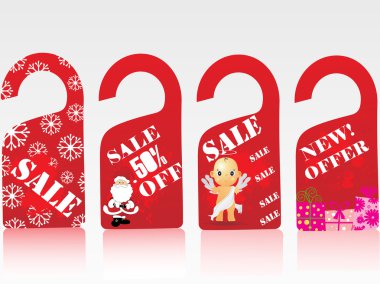 Christmas vector sale tag series, set4 clipart