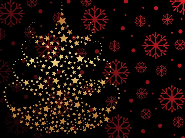 クリスマス ツリーと雪の結晶の背景 — ストックベクタ