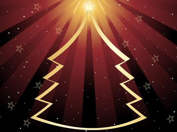 Paprsky pozadí s vánoční strom — Stockový vektor